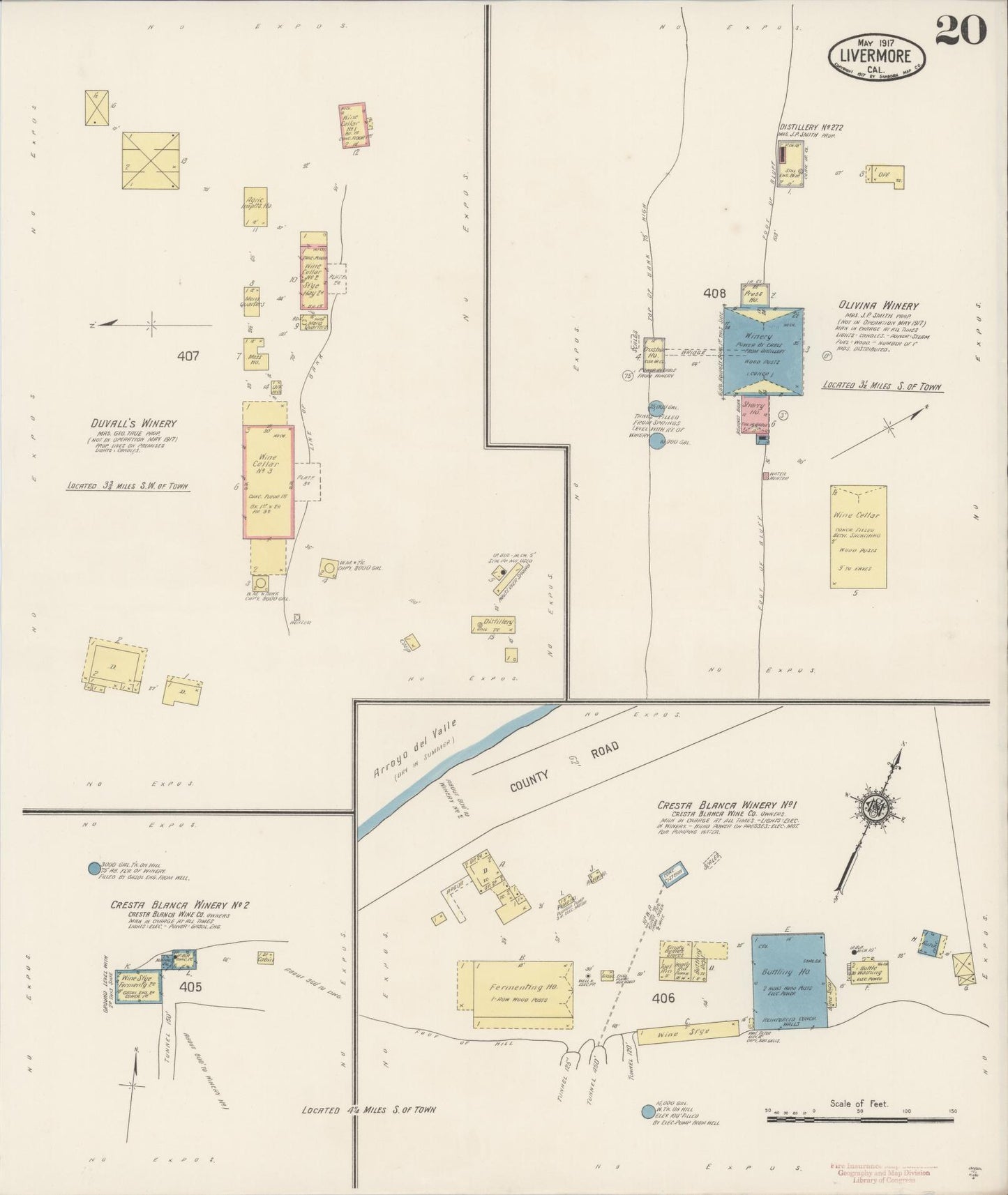 Sanborn Fire Insurance Map from Livermore, Alameda County, California (1917), Sheet #0020 - Complete Map Set gallery image, historic Sanborn map, vintage wall art, California California