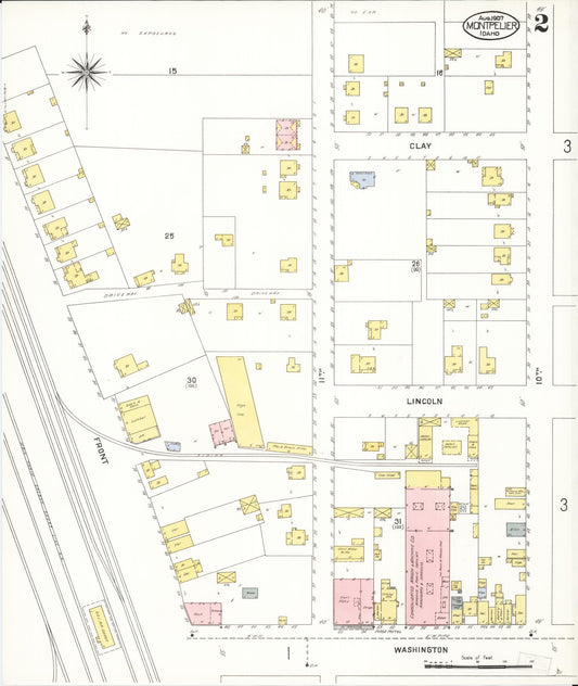 Sanborn Fire Insurance Map from Montpelier, Bear Lake County, Idaho (1907), Sheet #0002 - Historic Sanborn Fire Insurance Map Print, vintage old map wall art, antique decor, genealogy gift, Idaho Idaho map