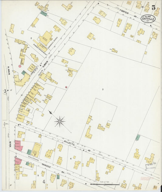 Sanborn Fire Insurance Map from Sayville, Suffolk County, New York (1902), Sheet #0005 - Historic Sanborn Fire Insurance Map Print, vintage old map wall art, antique decor, genealogy gift, New York New York map