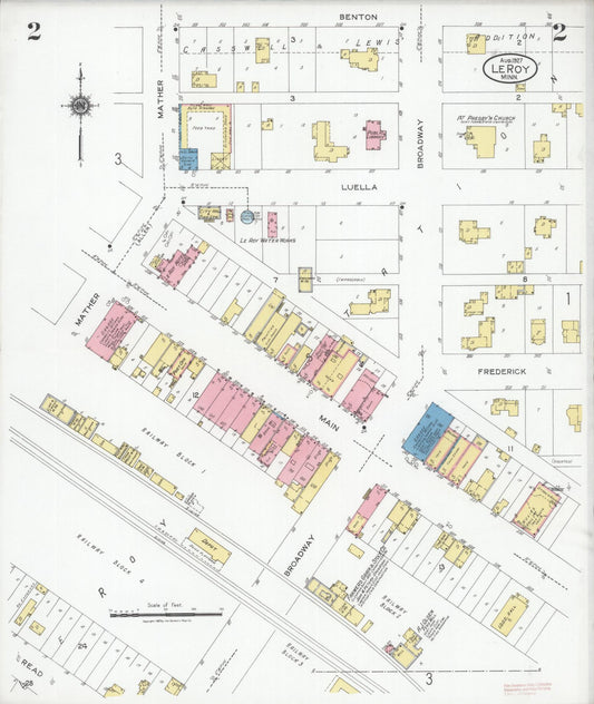 Sanborn Fire Insurance Map from Le Roy, Mower County, Minnesota (1927), Sheet #0002 - Historic Sanborn Fire Insurance Map Print, vintage old map wall art, antique decor, genealogy gift, Minnesota Minnesota map
