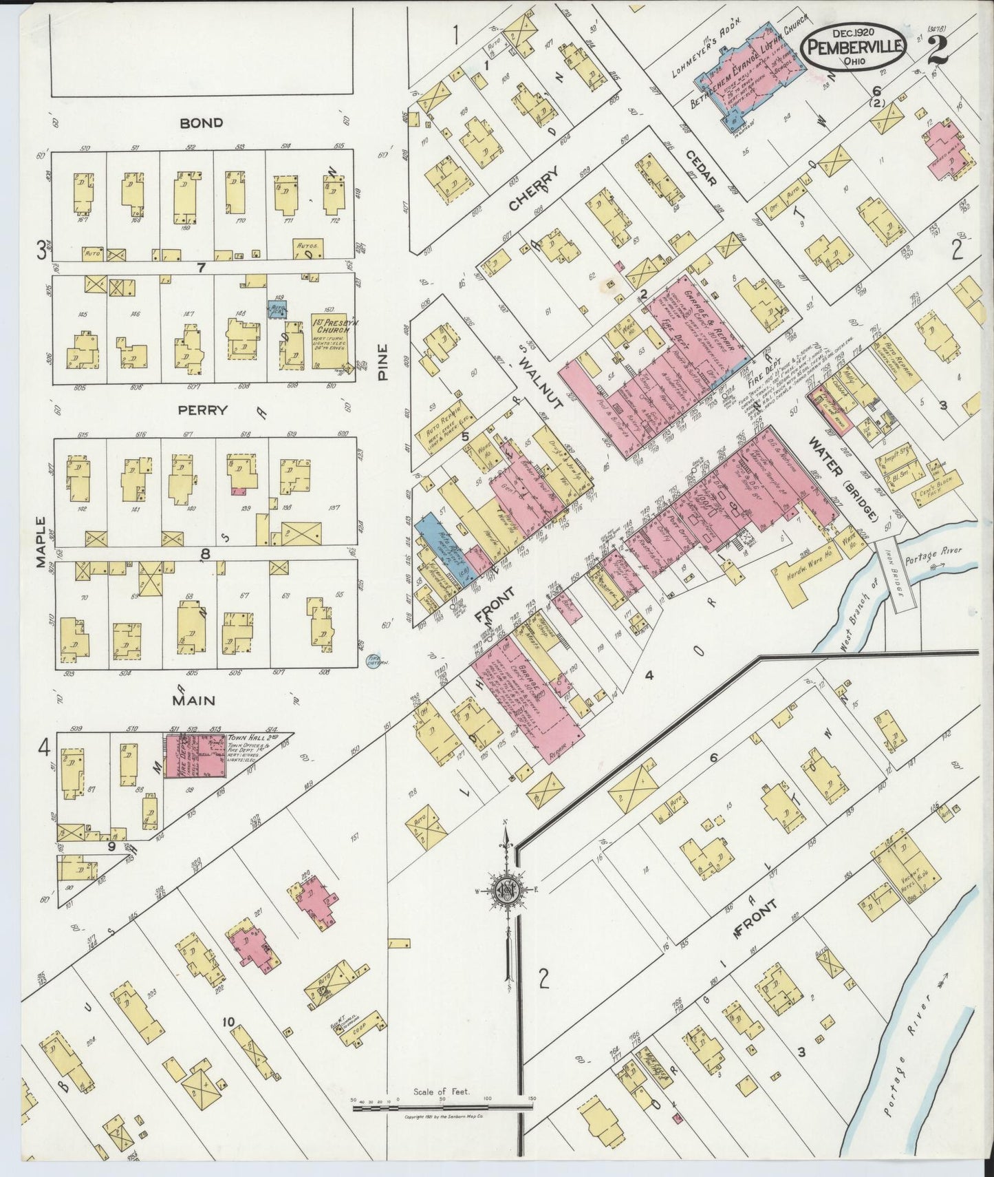 Sanborn Fire Insurance Map from Pemberville, Wood County, Ohio (1920), Sheet #0002 - Historic Sanborn Fire Insurance Map Print, vintage old map wall art, antique decor, genealogy gift, Ohio Ohio map