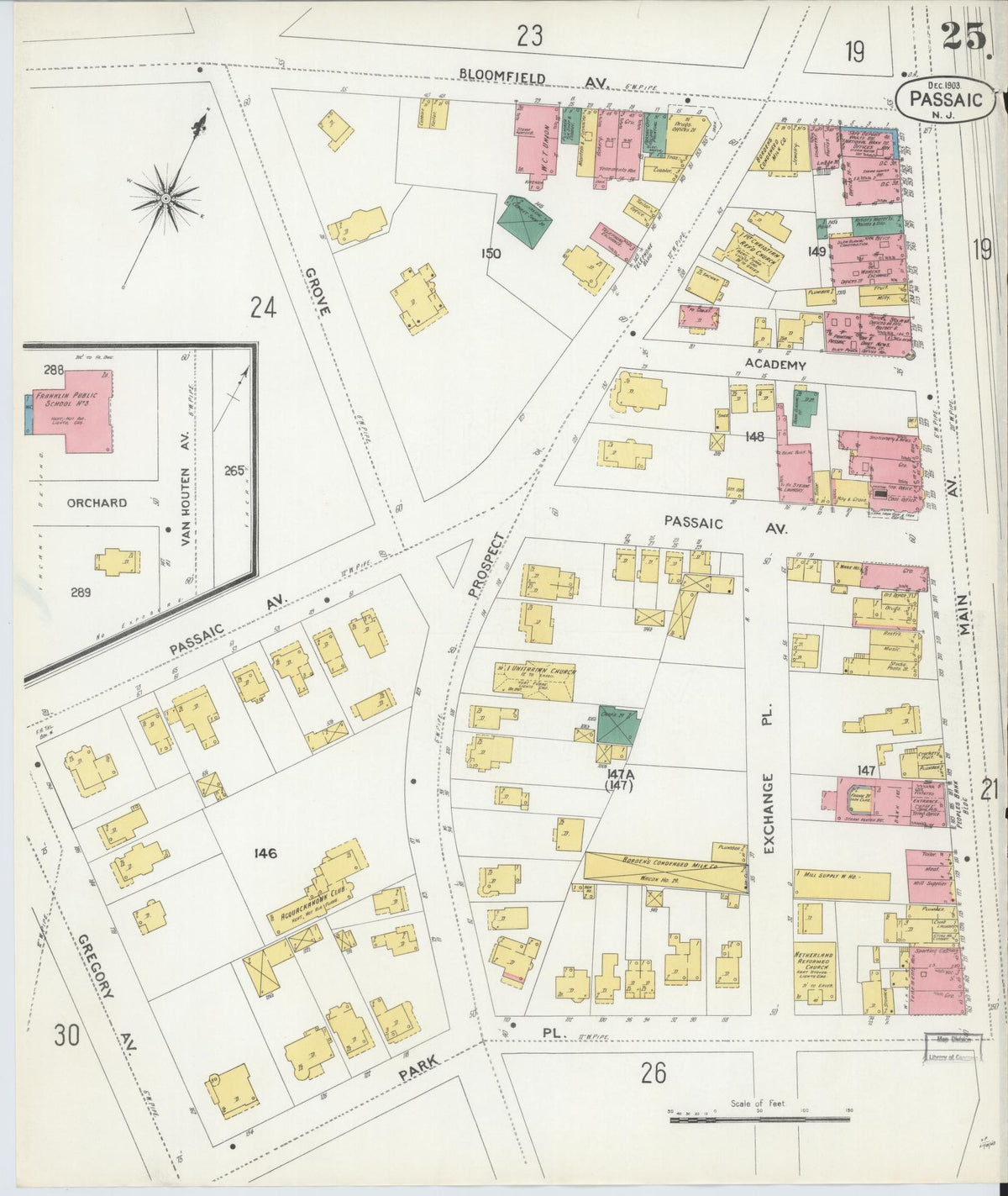 Sanborn Fire Insurance Map from Passaic, Passaic County, New Jersey (1903), Sheet #0025 - Complete Map Set gallery image, historic Sanborn map, vintage wall art, New Jersey New Jersey