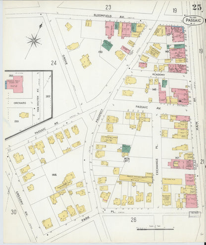 Sanborn Fire Insurance Map from Passaic, Passaic County, New Jersey (1903), Sheet #0025 - Complete Map Set gallery image, historic Sanborn map, vintage wall art, New Jersey New Jersey