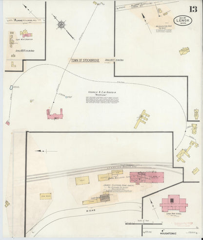 Sanborn Fire Insurance Map from Lenox, Berkshire County, Massachusetts (1939), Sheet #0013 - Complete Map Set gallery image, historic Sanborn map, vintage wall art, Massachusetts Massachusetts