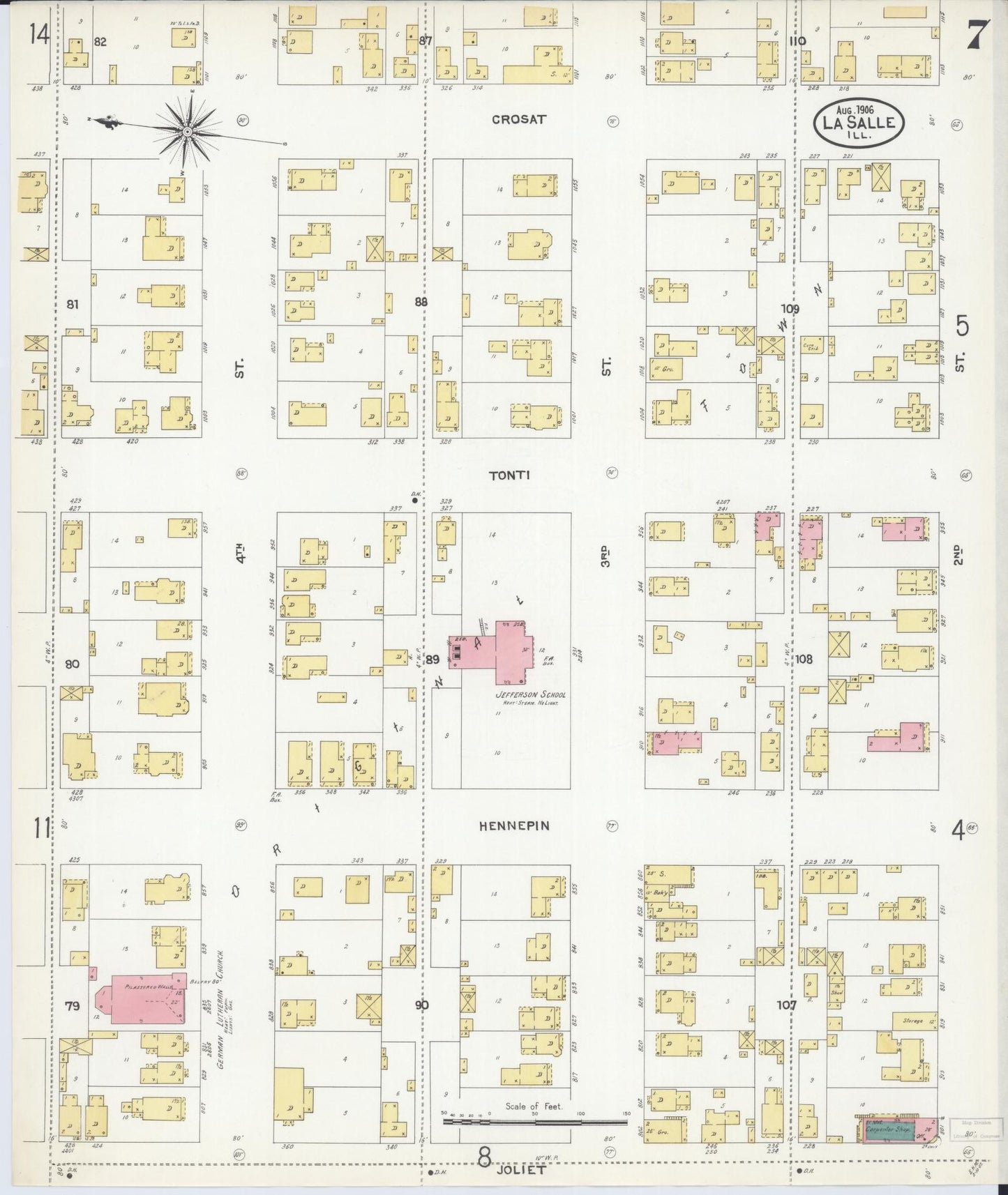 Sanborn Fire Insurance Map from La Salle, La Salle County, Illinois (1906), Sheet #0007 - Complete Map Set gallery image, historic Sanborn map, vintage wall art, Illinois Illinois