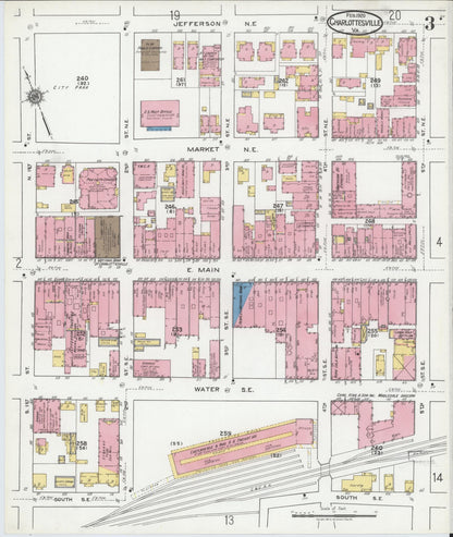 Sanborn Fire Insurance Map from Charlottesville, Independent Cities, Virginia (1920), Sheet #0003 - Complete Map Set gallery image, historic Sanborn map, vintage wall art, Virginia Virginia