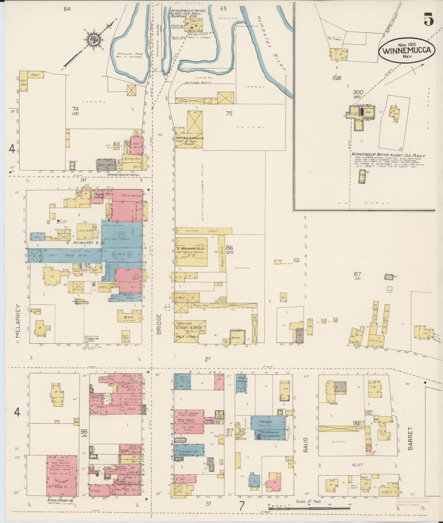 Sanborn Fire Insurance Map from Winnemucca, Humboldt County, Nevada (1912), Sheet #0005 - Complete Map Set gallery image, historic Sanborn map, vintage wall art, Nevada Nevada