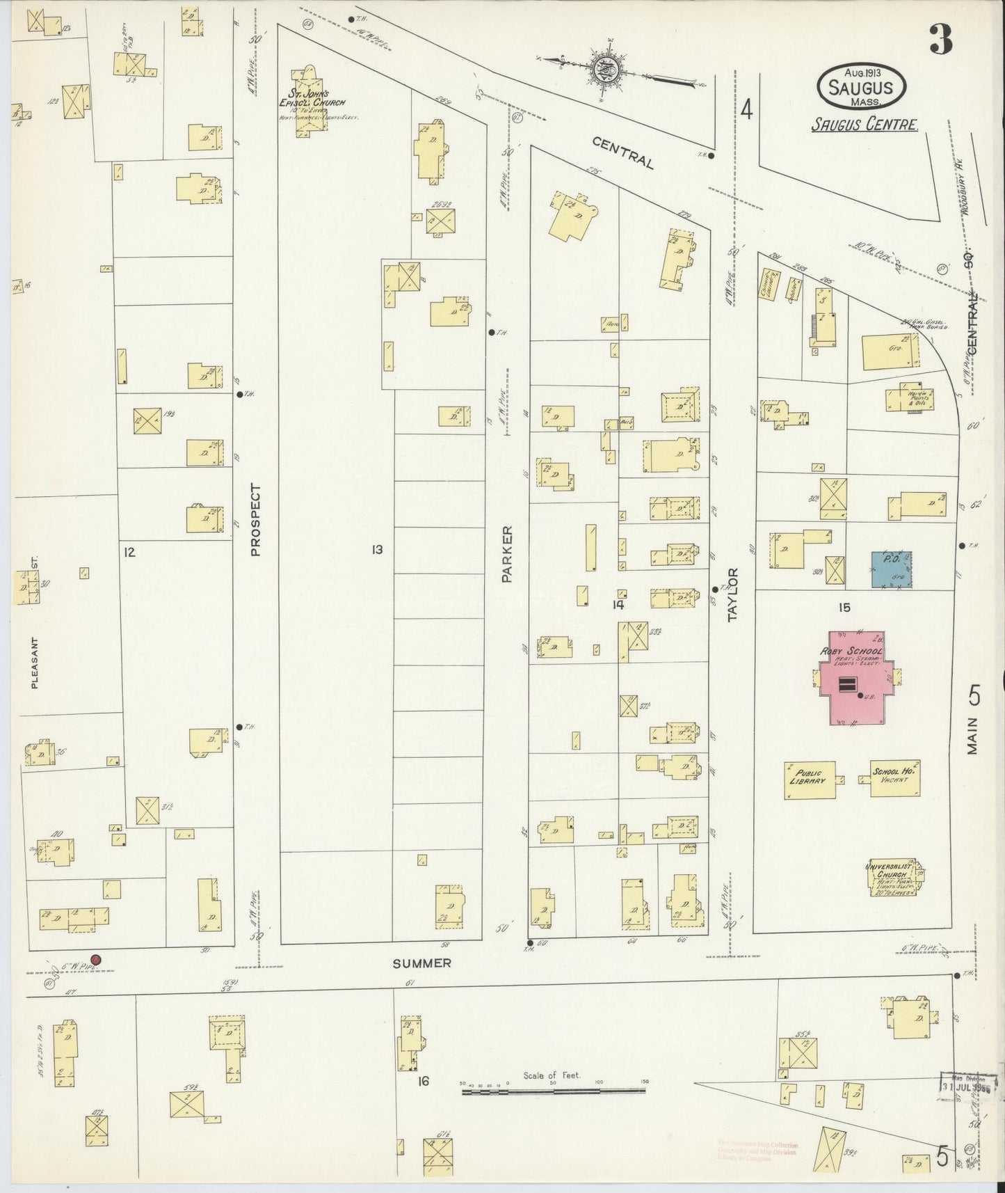 Sanborn Fire Insurance Map from Saugus, Essex County, Massachusetts (1913), Sheet #0003 - Complete Map Set gallery image, historic Sanborn map, vintage wall art, Massachusetts Massachusetts