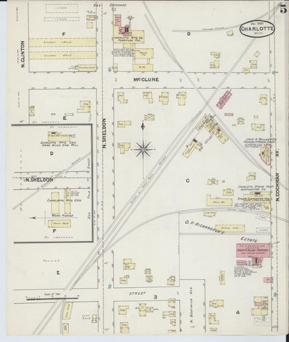 Sanborn Fire Insurance Map from Charlotte, Eaton County, Michigan (1890), Sheet #0005 - Complete Map Set gallery image, historic Sanborn map, vintage wall art, Michigan Michigan