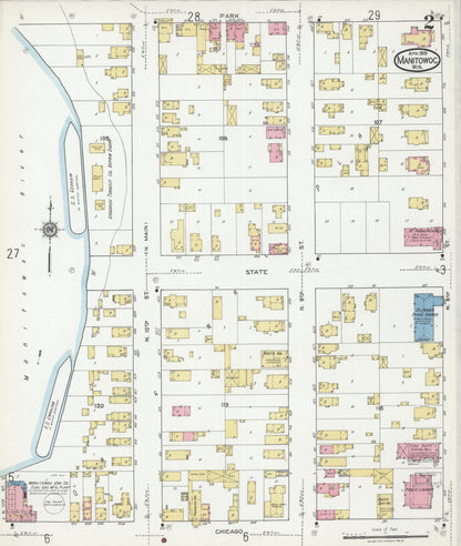 Sanborn Fire Insurance Map from Manitowoc, Manitowoc County, Wisconsin (1919), Sheet #0002 - Complete Map Set gallery image, historic Sanborn map, vintage wall art, Wisconsin Wisconsin