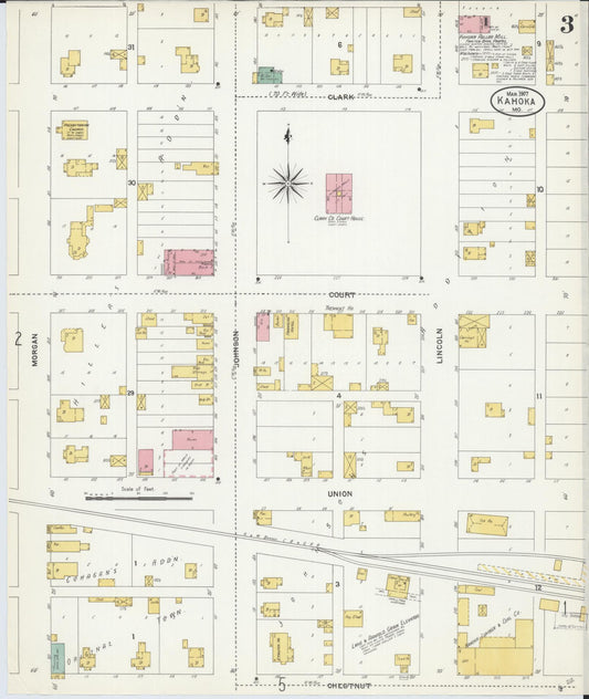 Sanborn Fire Insurance Map from Kahoka, Clark County, Missouri (1907), Sheet #0003 - Historic Sanborn Fire Insurance Map Print, vintage old map wall art, antique decor, genealogy gift, Missouri Missouri map