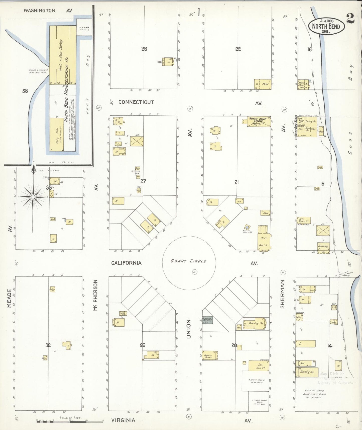Sanborn Fire Insurance Map from North Bend, Coos County, Oregon (1903), Sheet #0002 - Complete Map Set gallery image, historic Sanborn map, vintage wall art, Oregon Oregon