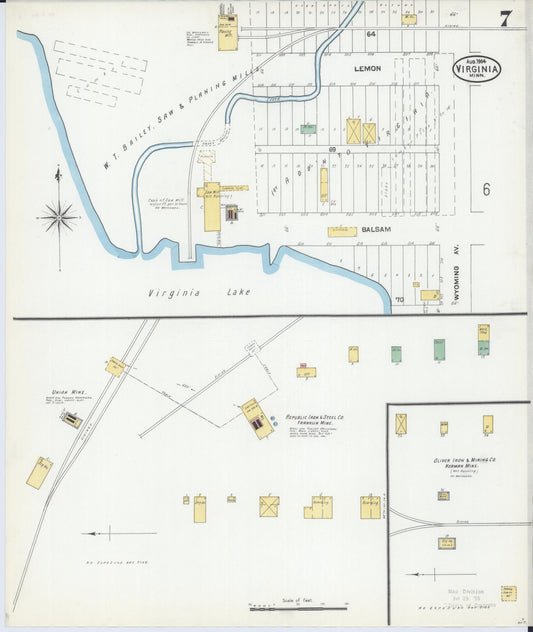 Sanborn Fire Insurance Map from Virginia, Saint Louis County, Minnesota (1904), Sheet #0007 - Historic Sanborn Fire Insurance Map Print, vintage old map wall art, antique decor, genealogy gift, Minnesota Minnesota map