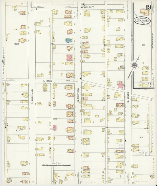 Sanborn Fire Insurance Map from Lock Haven, Clinton County, Pennsylvania (1914), Sheet #0019 - Historic Sanborn Fire Insurance Map Print, vintage old map wall art, antique decor, genealogy gift, Pennsylvania Pennsylvania map