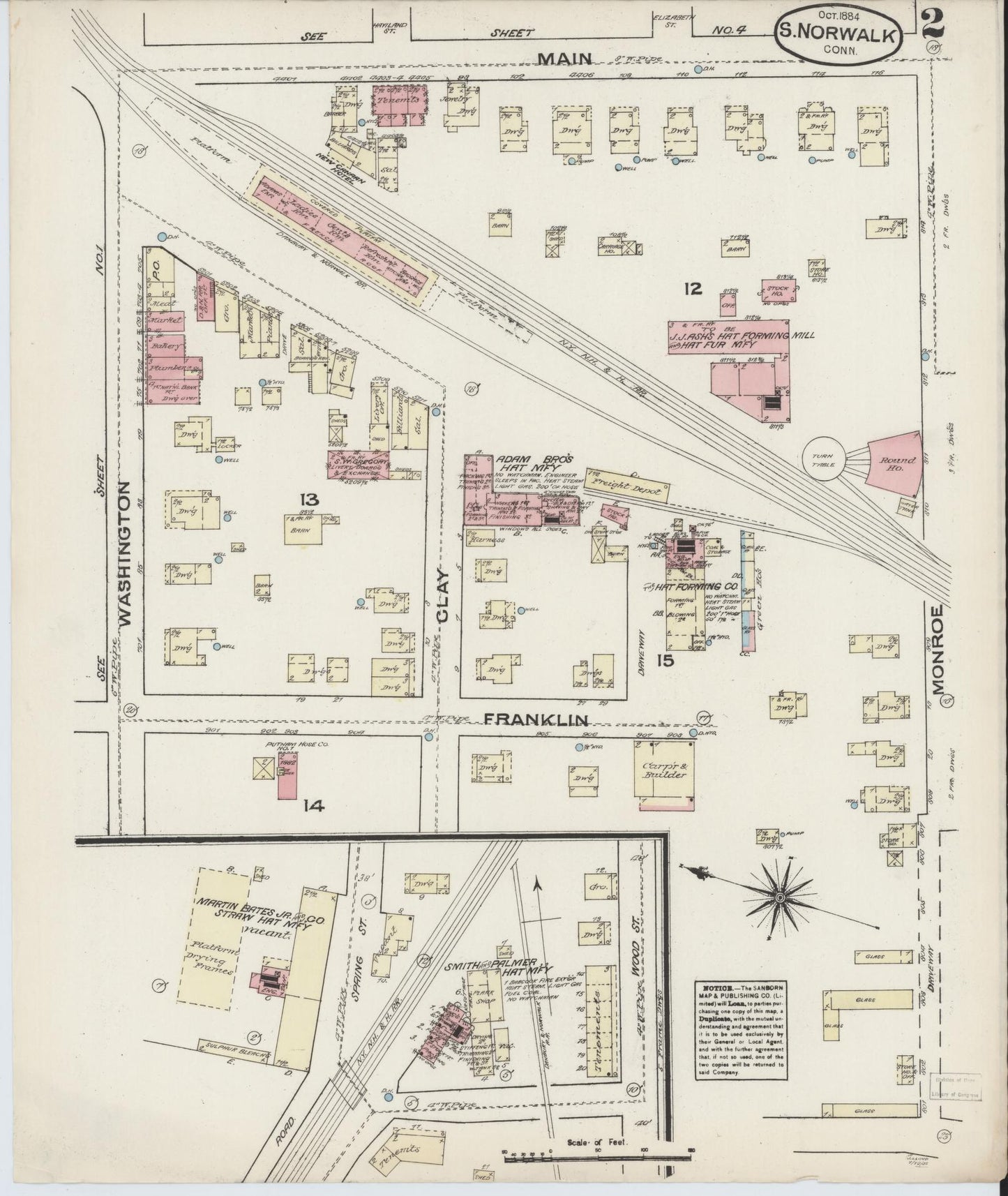 Sanborn Fire Insurance Map from South Norwalk, Fairfield County, Connecticut (1884), Sheet #0002 - Complete Map Set gallery image, historic Sanborn map, vintage wall art, Connecticut Connecticut