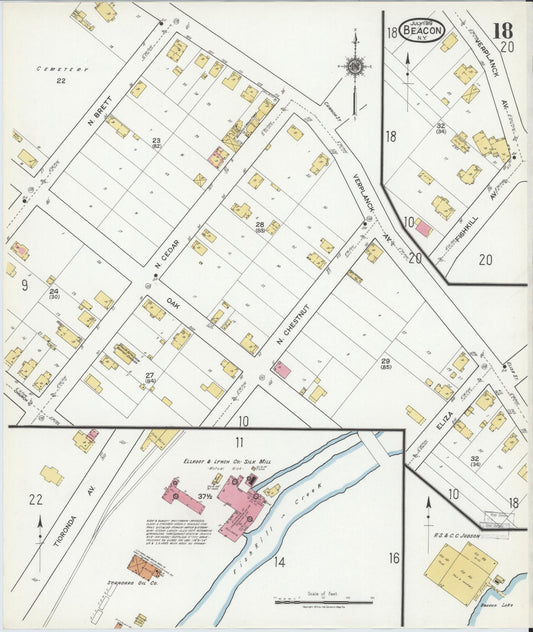 Sanborn Fire Insurance Map from Beacon, Dutchess County, New York (1919), Sheet #0018 - Historic Sanborn Fire Insurance Map Print, vintage old map wall art, antique decor, genealogy gift, New York New York map