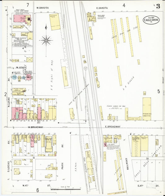 Sanborn Fire Insurance Map from Eagle Grove, Wright County, Iowa (1900), Sheet #0003 - Historic Sanborn Fire Insurance Map Print, vintage old map wall art