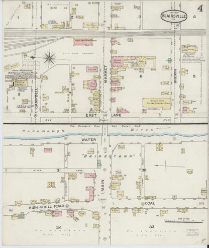 Sanborn Fire Insurance Map from Blairsville, Indiana County, Pennsylvania (1887), Sheet #0004 - Complete Map Set gallery image, historic Sanborn map, vintage wall art, Blairsville Indiana