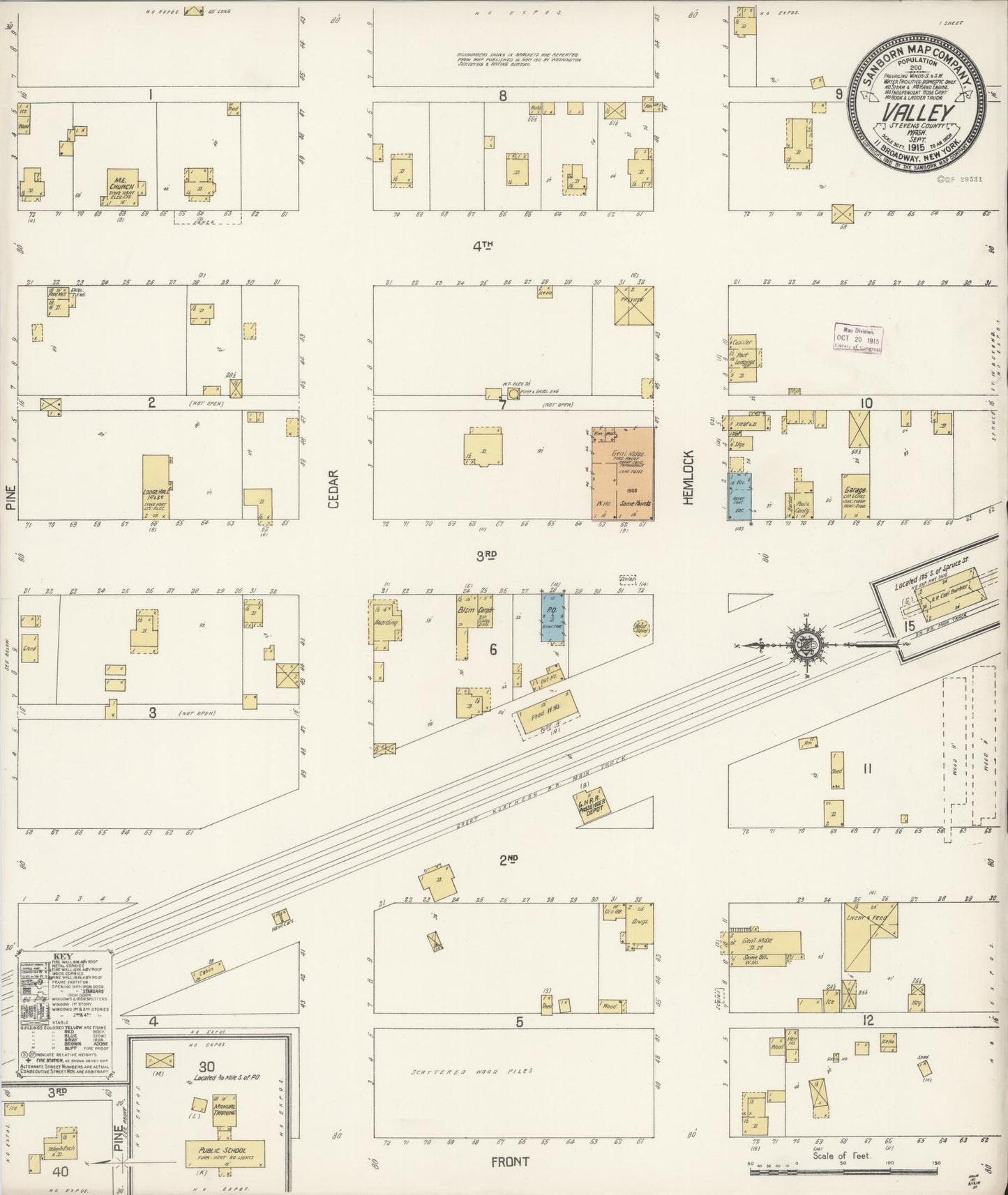 Sanborn Fire Insurance Map from Valley, Stevens County, Washington (1915), Sheet #0001 - Historic Sanborn Fire Insurance Map Print, vintage old map wall art, antique decor, genealogy gift, Washington Washington map