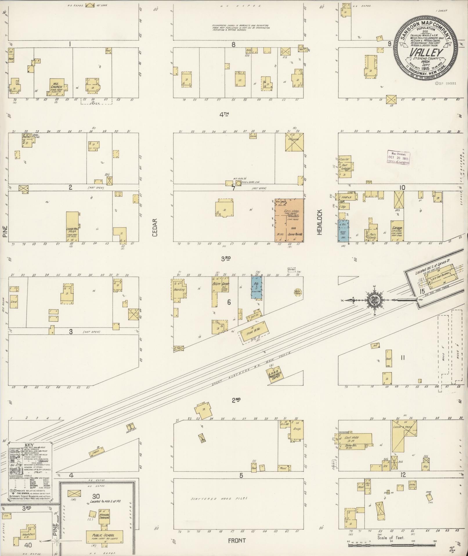Sanborn Fire Insurance Map from Valley, Stevens County, Washington (1915), Sheet #0001 - Historic Sanborn Fire Insurance Map Print, vintage old map wall art, antique decor, genealogy gift, Washington Washington map