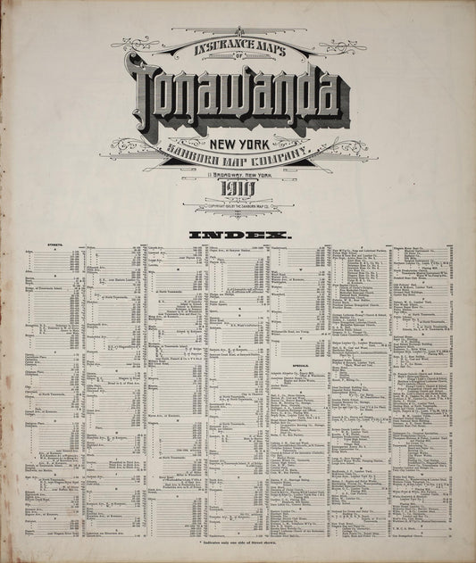 Sanborn Fire Insurance Map from Tonawanda, Erie County, New York (1910), Sheet #0001 - Historic Sanborn Fire Insurance Map Print, vintage old map wall art, antique decor, genealogy gift, New York New York map