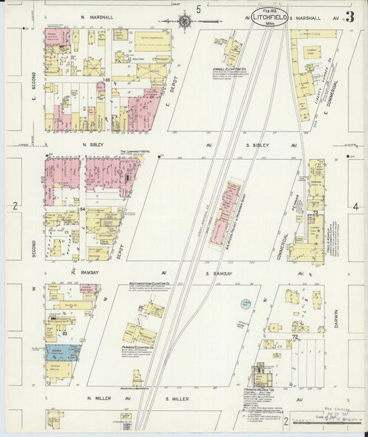 Sanborn Fire Insurance Map from Litchfield, Meeker County, Minnesota (1913), Sheet #0003 - Historic Sanborn Fire Insurance Map Print, vintage old map wall art, antique decor, genealogy gift, Minnesota Minnesota map