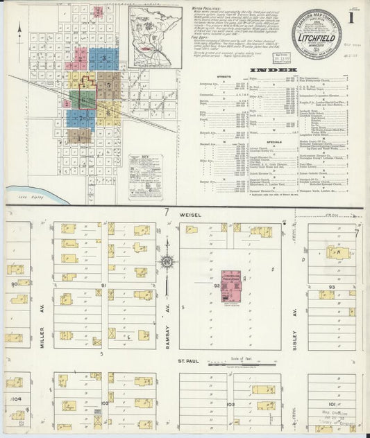 Sanborn Fire Insurance Map from Litchfield, Meeker County, Minnesota. (1917) – Map View