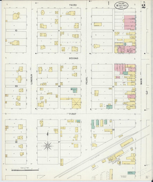 Sanborn Fire Insurance Map from Wayne, Wayne County, Nebraska (1897), Sheet #0002 - Historic Sanborn Fire Insurance Map Print, vintage old map wall art, antique decor, genealogy gift, Nebraska Nebraska map