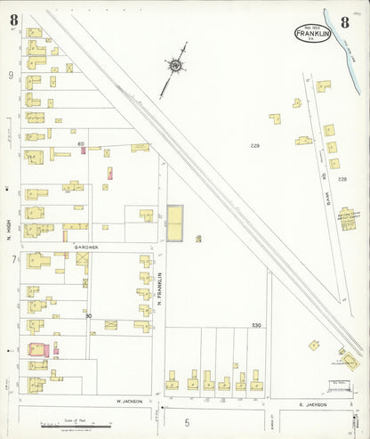 Sanborn Fire Insurance Map from Franklin, Independent Cities, Virginia (1923), Sheet #0008 - Complete Map Set gallery image, historic Sanborn map, vintage wall art, Virginia Virginia