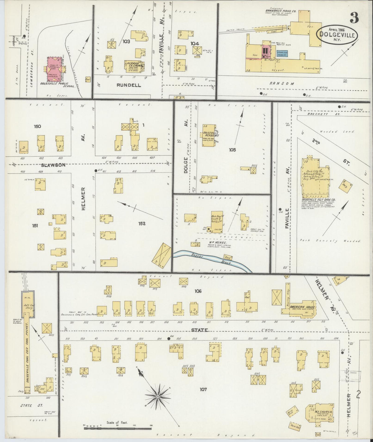 Sanborn Fire Insurance Map from Dolgeville, Hirkimer County, New York (1906), Sheet #0003 - Historic Sanborn Fire Insurance Map Print, vintage old map wall art, antique decor, genealogy gift, New York New York map