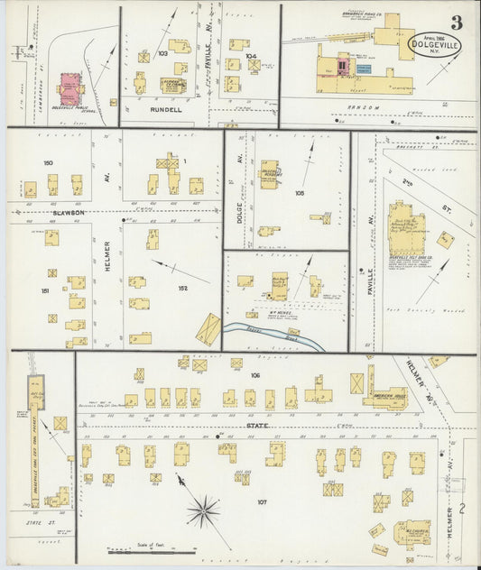 Sanborn Fire Insurance Map from Dolgeville, Hirkimer County, New York (1906), Sheet #0003 - Historic Sanborn Fire Insurance Map Print, vintage old map wall art, antique decor, genealogy gift, New York New York map