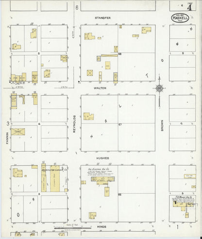 Sanborn Fire Insurance Map from Haskell, Haskell County, Texas (1921), Sheet #0004 - Complete Map Set gallery image, historic Sanborn map, vintage wall art, Texas Texas