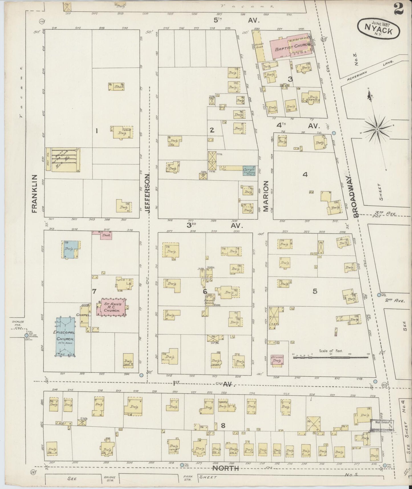 Sanborn Fire Insurance Map from Nyack, Rockland County, New York. (1887), Sheet #0002
