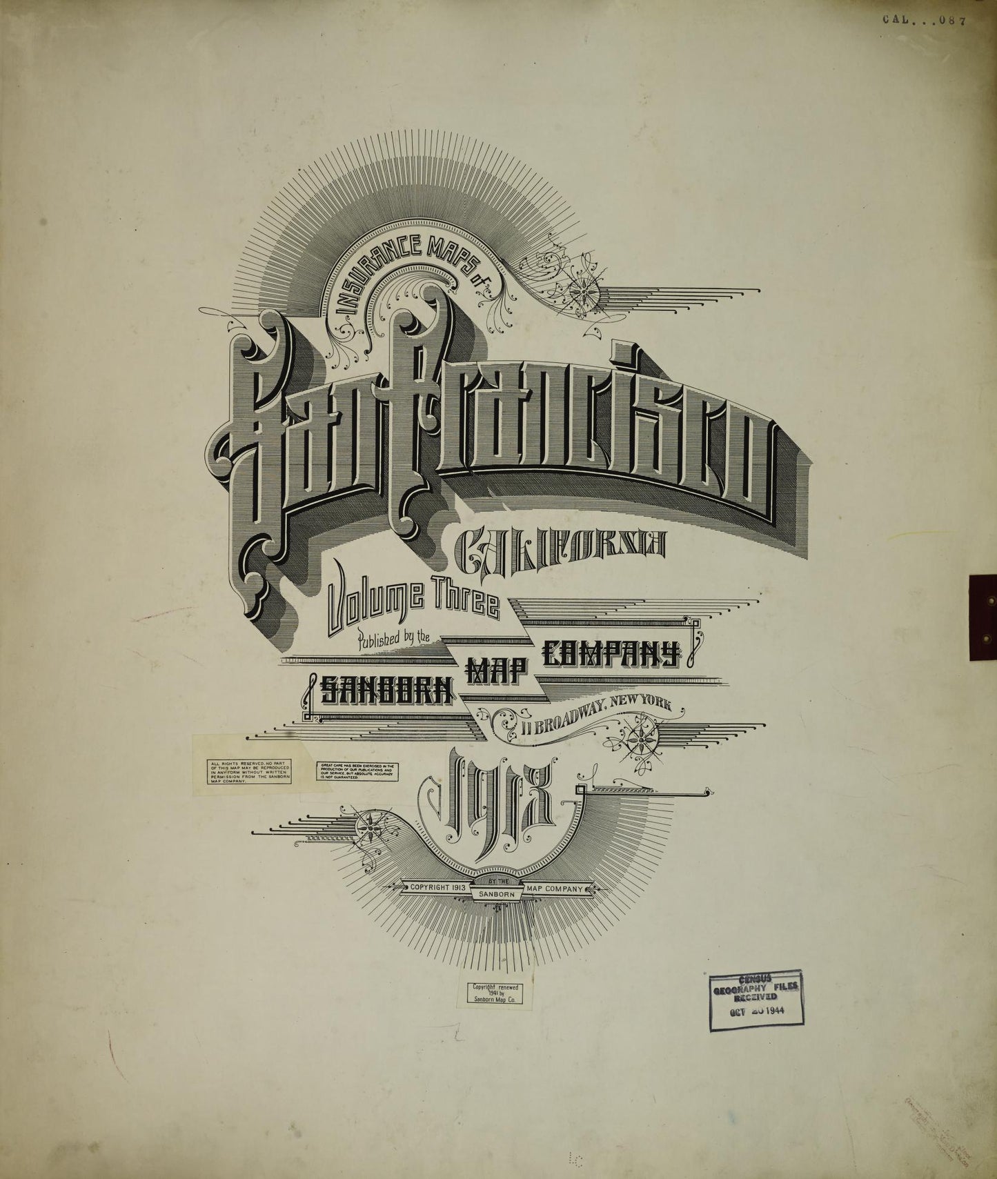 Sanborn Fire Insurance Map from San Francisco, San Francisco County, California (1950), Sheet #0001 - Complete Map Set gallery image, historic Sanborn map, vintage wall art, California California