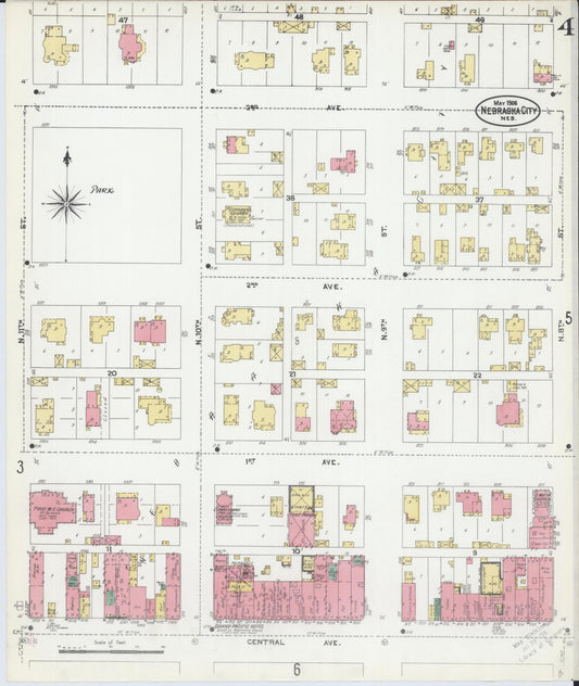 Sanborn Fire Insurance Map from Nebraska City, Otoe County, Nebraska (1906), Sheet #0004 - Historic Sanborn Fire Insurance Map Print, vintage old map wall art, antique decor, genealogy gift, Nebraska Nebraska map