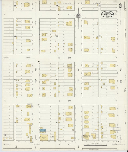 Sanborn Fire Insurance Map from Fairview, Major County, Oklahoma (1916), Sheet #0002 - Historic Sanborn Fire Insurance Map Print, vintage old map wall art, antique decor, genealogy gift, Oklahoma Oklahoma map