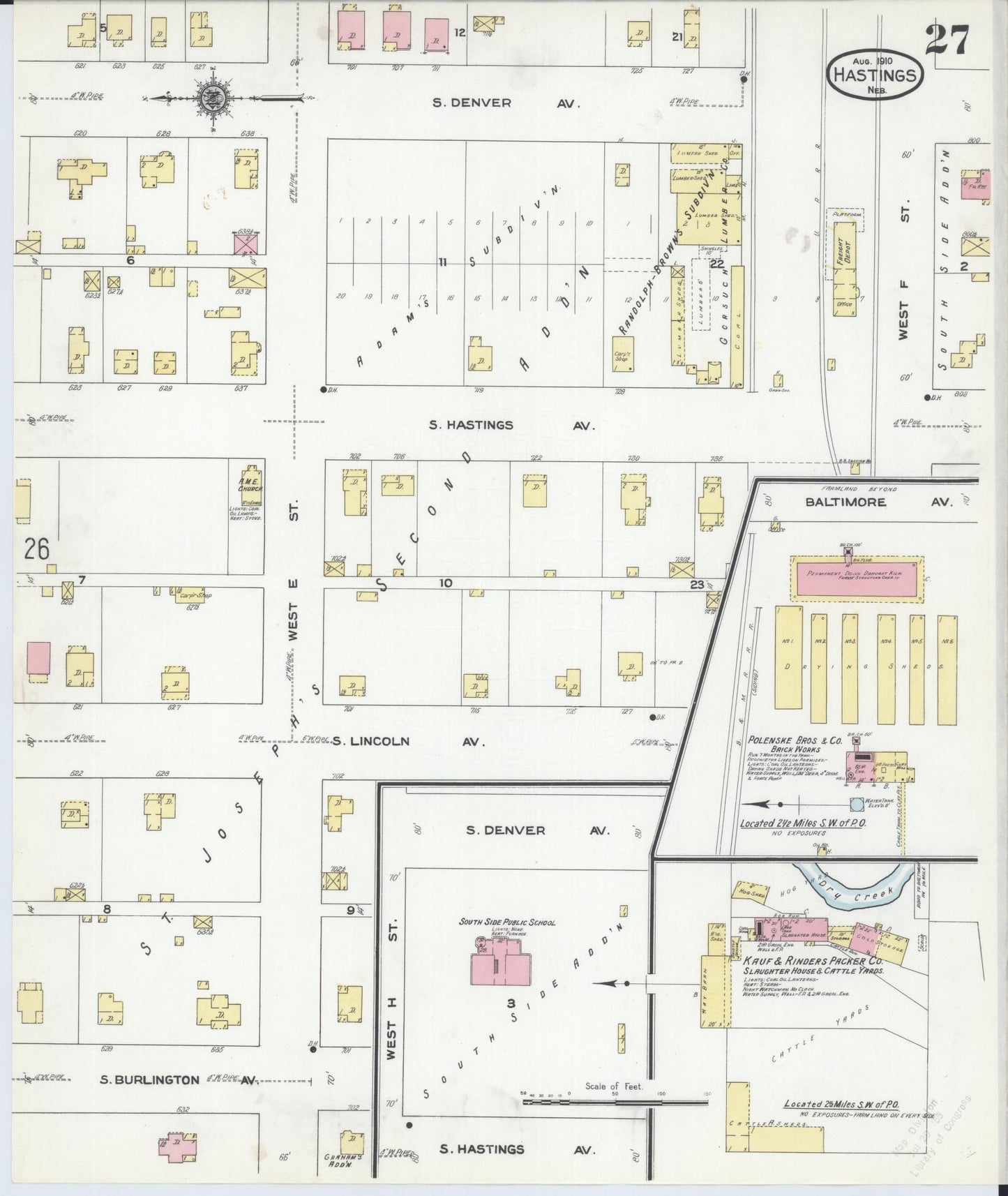 Sanborn Fire Insurance Map from Hastings, Adams County, Nebraska (1910), Sheet #0027 - Historic Sanborn Fire Insurance Map Print, vintage old map wall art, antique decor, genealogy gift, Nebraska Nebraska map
