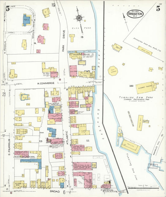 Sanborn Fire Insurance Map from Bridgeton, Cumberland County, New Jersey (1923), Sheet #0005 - Historic Sanborn Fire Insurance Map Print, vintage old map wall art, antique decor, genealogy gift, New Jersey New Jersey map