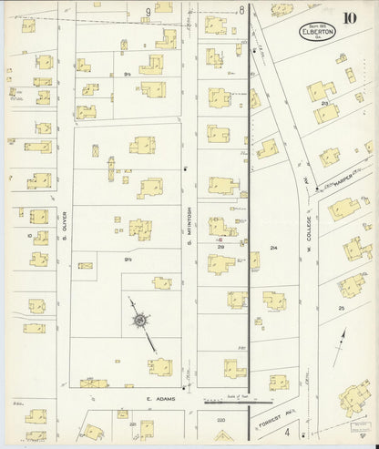 Sanborn Fire Insurance Map from Elberton, Elbert County, Georgia (1913), Sheet #0010 - Complete Map Set gallery image, historic Sanborn map, vintage wall art, Georgia Georgia