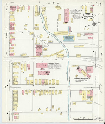 Sanborn Fire Insurance Map from Chambersburg, Franklin County, Pennsylvania (1910), Sheet #0004 - Complete Map Set gallery image, historic Sanborn map, vintage wall art, Pennsylvania Pennsylvania