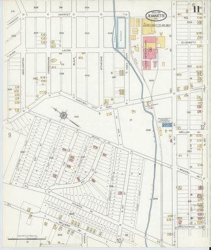 Sanborn Fire Insurance Map from Jeannette, Westmoreland County, Pennsylvania (1916), Sheet #0011 - Complete Map Set gallery image, historic Sanborn map, vintage wall art, Pennsylvania Pennsylvania