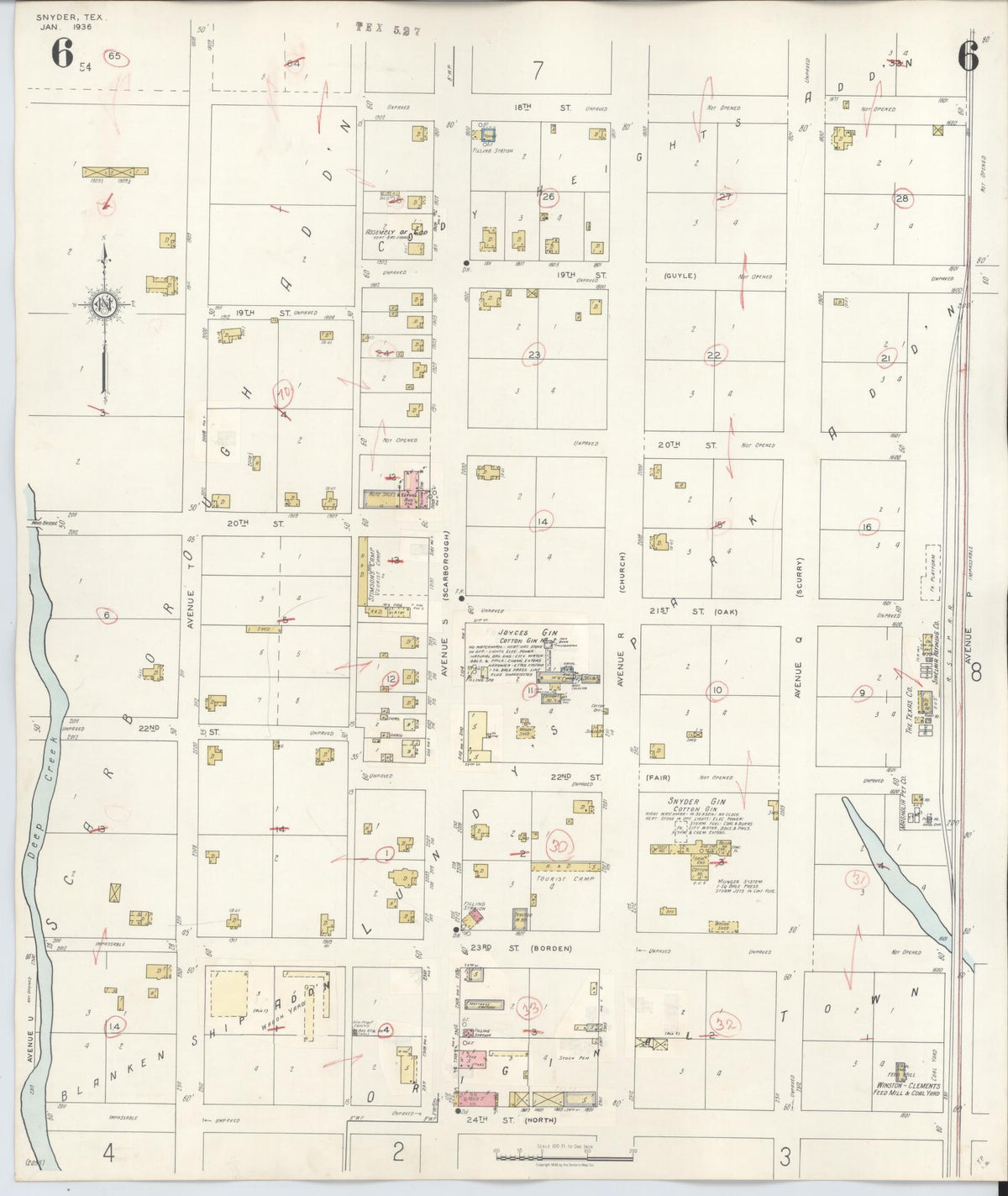 Sanborn Fire Insurance Map from Snyder, Scurry County, Texas (1942), Sheet #0006 - Historic Sanborn Fire Insurance Map Print, vintage old map wall art, antique decor, genealogy gift, Texas Texas map