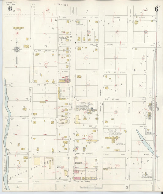 Sanborn Fire Insurance Map from Snyder, Scurry County, Texas (1942), Sheet #0006 - Historic Sanborn Fire Insurance Map Print, vintage old map wall art, antique decor, genealogy gift, Texas Texas map