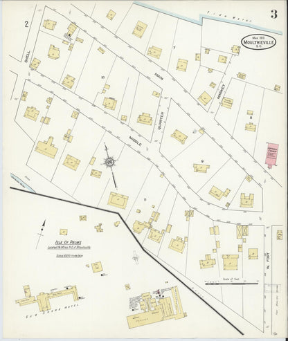 Sanborn Fire Insurance Map from Moultrieville, Charleston County, South Carolina (1912), Sheet #0003 - Complete Map Set gallery image, historic Sanborn map, vintage wall art, South Carolina South Carolina
