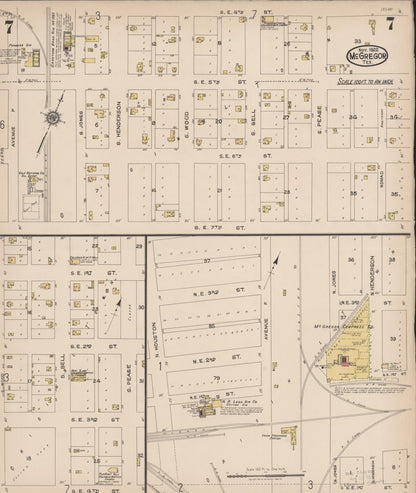 Sanborn Fire Insurance Map from McGregor, McLennan County, Texas (1922), Sheet #0007 - Complete Map Set gallery image, historic Sanborn map, vintage wall art, Texas Texas