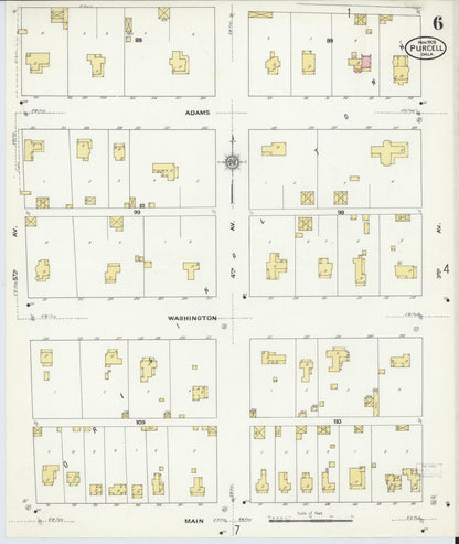 Sanborn Fire Insurance Map from Purcell, McClain County, Oklahoma (1909), Sheet #0006 - Complete Map Set gallery image, historic Sanborn map, vintage wall art, Oklahoma Oklahoma