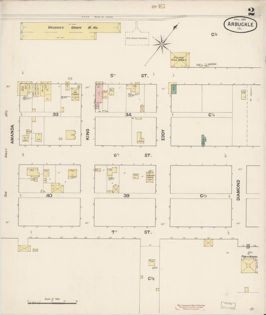 Sanborn Fire Insurance Map from Arbuckle, Colusa County, California (1889), Sheet #0002 - Historic Sanborn Fire Insurance Map Print, vintage old map wall art, antique decor, genealogy gift, California California map