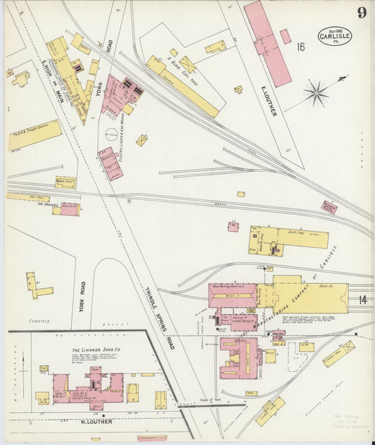 Sanborn Fire Insurance Map from Carlisle, Cumberland County, Pennsylvania (1902), Sheet #0009 - Historic Sanborn Fire Insurance Map Print, vintage old map wall art, antique decor, genealogy gift, Pennsylvania Pennsylvania map