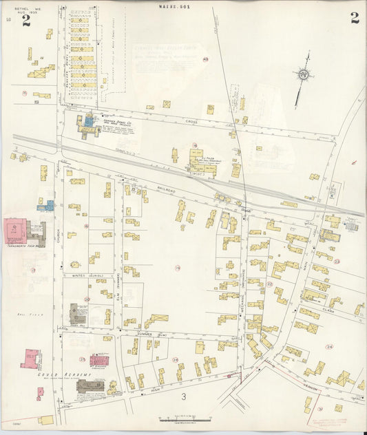 Sanborn Fire Insurance Map from Bethel, Oxford County, Maine (1945), Sheet #0002 - Historic Sanborn Fire Insurance Map Print, vintage old map wall art, antique decor, genealogy gift, Maine Maine map