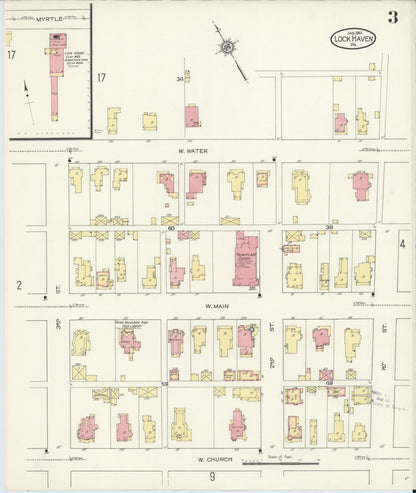 Sanborn Fire Insurance Map from Lock Haven, Clinton County, Pennsylvania (1914), Sheet #0003 - Historic Sanborn Fire Insurance Map Print, vintage old map wall art, antique decor, genealogy gift, Pennsylvania Pennsylvania map